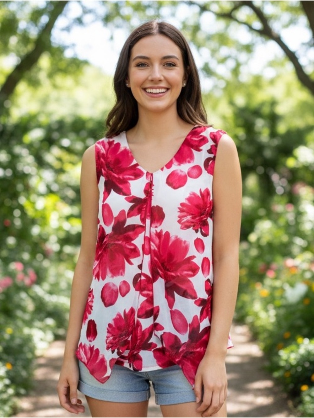 Adele & May Camisole with Magenta Floral Print